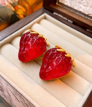 925 Silver Post Part Strawberry Earrings