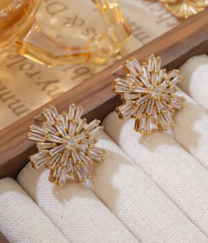 18K Gold Plated Wind Snowflake Flashing Earrings Earrings