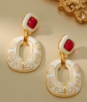 18K Gold Plated Vintage Earrings, Earrings, Enamel Crafts