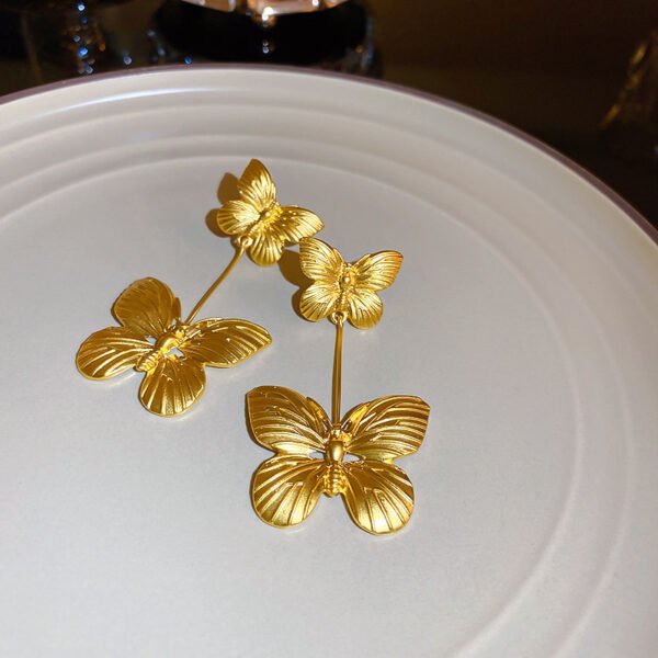 925 Sterling Silver Post Gold Butterfly Earrings