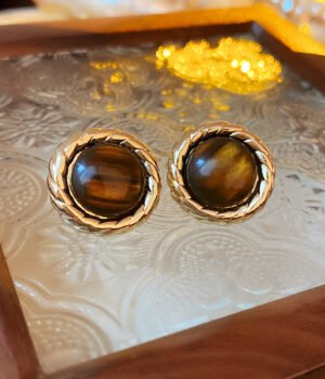 Coffee twisted circles 925 Sterling Silver Post Part Earrings