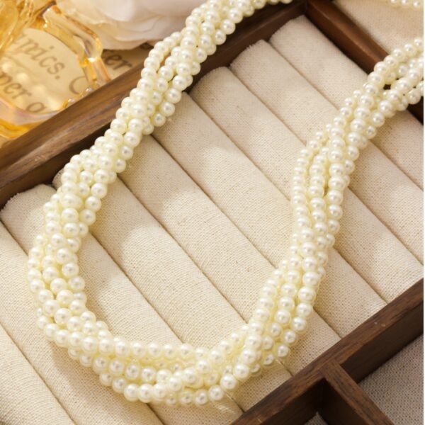 18K Gold Plated Multi-Layer Pearl Winding Necklace Clavicle Chain Neck Chain