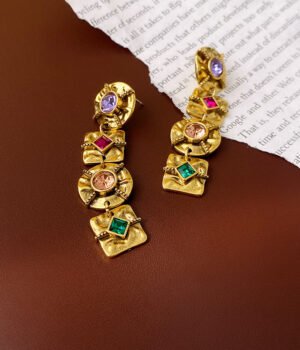 925 Silver Post Part Color Diamond Earrings