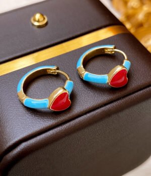 Blue oil-dripping hearts Hoop Earrings