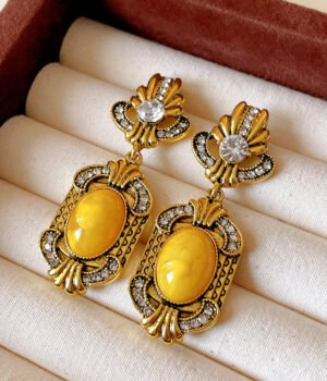 925 Sterling Silver Post Yellow oval Earrings