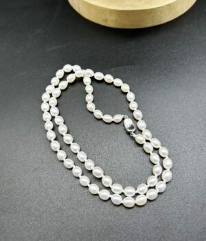 18K Gold Plated Natural Freshwater Pearl Necklace Clavicle Chain 925 Silver