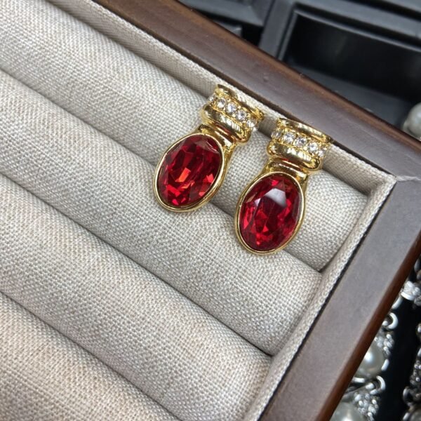 18k Gold Plated Red Snake Necklace Earrings Elegant Jewelry Sets - Image 3