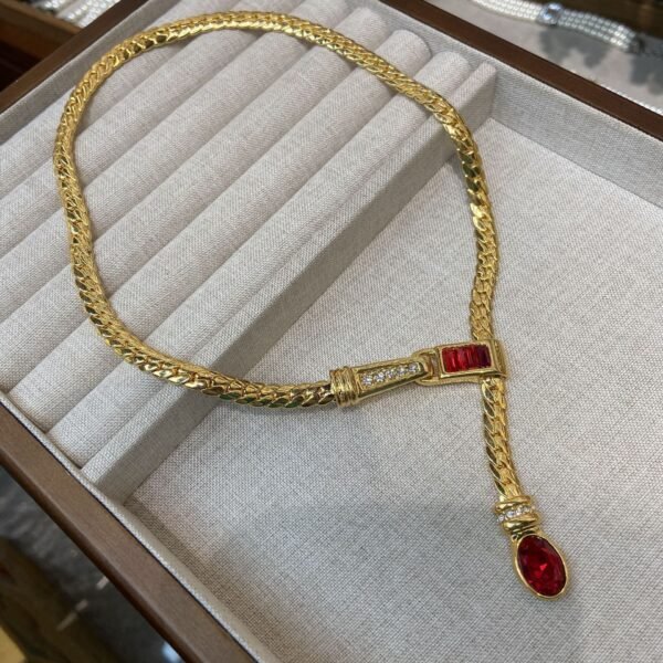 18k Gold Plated Red Snake Necklace Earrings Elegant Jewelry Sets - Image 4