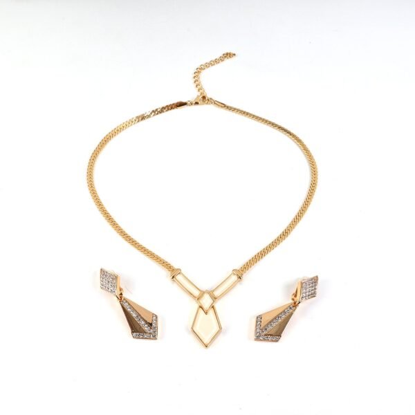 18k Gold Plated Vintage Jewelry Sets Czech Diamonds Inlaid Snake Bones Chain Necklace Earrings - Image 5