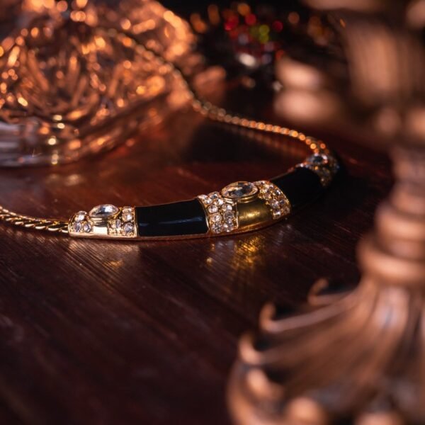 18k Gold Plated Lacquer Enamel Color Diamonds Inlaid Necklace Ear Clips Jewelry Sets - Image 2