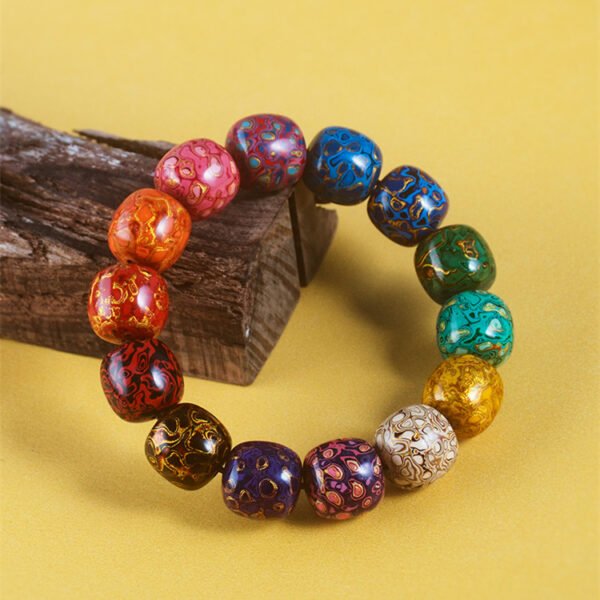Daqi (Chinese Lacquer) Beads Bracelet with Mother of Pearl Inlaid 15*16mm*13 Beads - Image 4