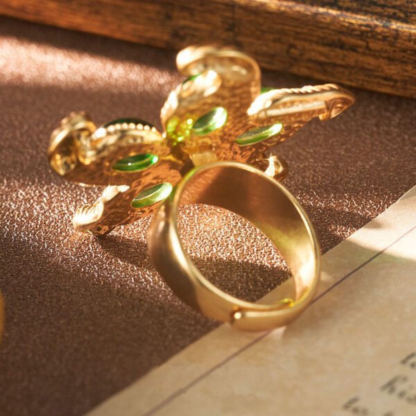 18k Gold Plated Starfish Flower Shape Ring Adjustable Size Color Red / Blue / Green - Image 4