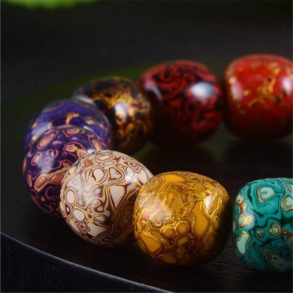 Daqi (Chinese Lacquer) Beads Bracelet with Mother of Pearl Inlaid 15*16mm*13 Beads - Image 2