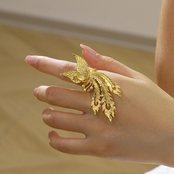 Gold Plated Phoenix Ring Adjustable Size - Image 2