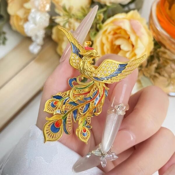 Gold Plated Adjustable Size Enamel Colorful Cinese Style Phoenix Ring