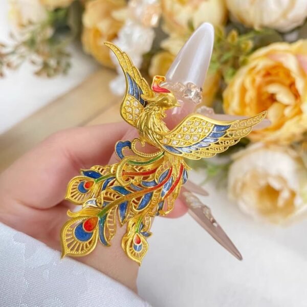 Gold Plated Adjustable Size Enamel Colorful Cinese Style Phoenix Ring - Image 3