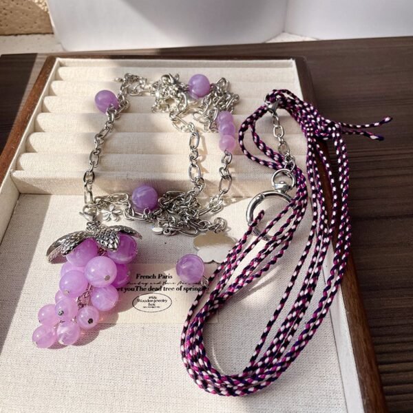 Long Sweater Chain with Grape Pendant 2 Chains Sets - Image 7