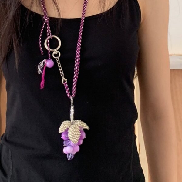 Long Sweater Chain with Grape Pendant 2 Chains Sets - Image 4