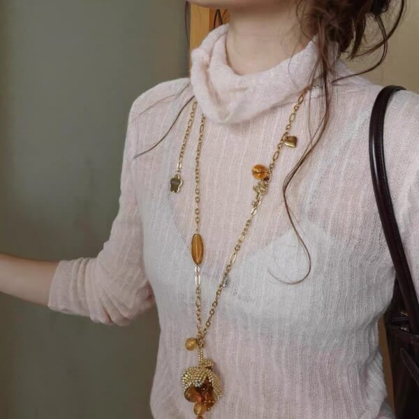 Long Sweater Chain with Grape Pendant 2 Chains Sets - Image 11