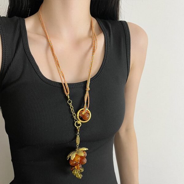 Long Sweater Chain with Grape Pendant 2 Chains Sets - Image 2