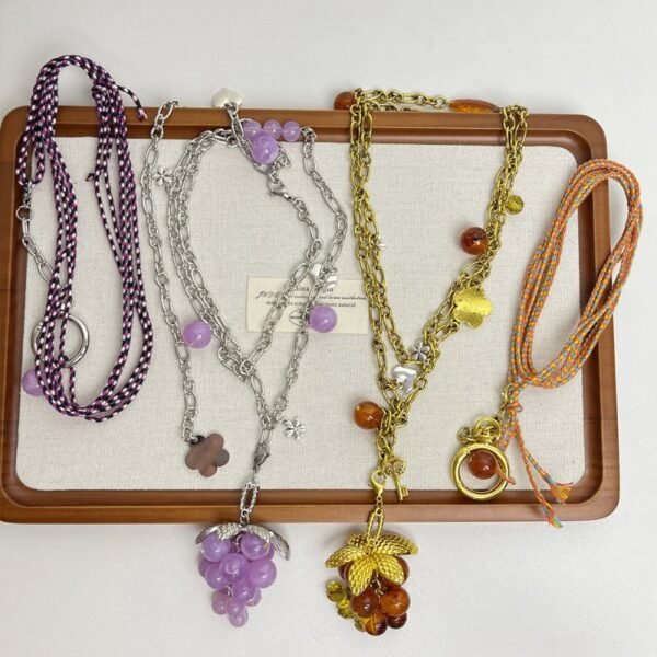 Long Sweater Chain with Grape Pendant 2 Chains Sets - Image 9