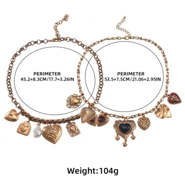 Multi-layer Metal Necklace Heart Photo Frame Charms Double Layer Chains - Image 6