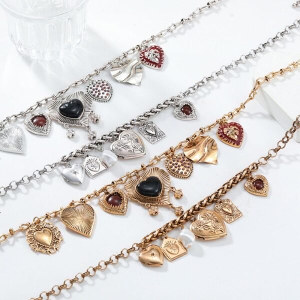 Multi-layer Metal Necklace Heart Photo Frame Charms Double Layer Chains - Image 3