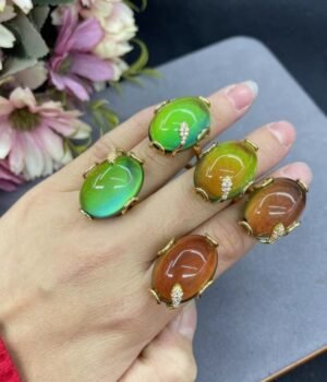 Color Changing Ring Temperature Sensing Stone Inlaid Adjustable Size