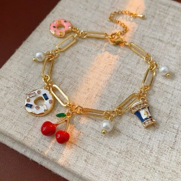 Charms Bracelet with Cherry Donuts Imitation Pearl - Image 4