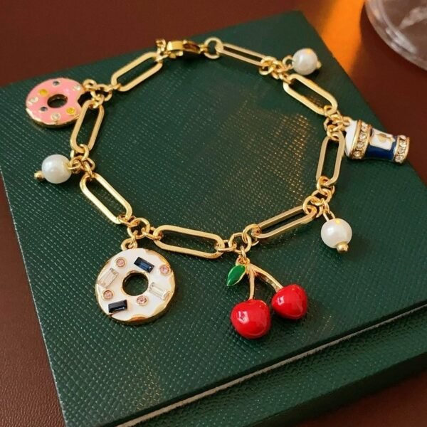 Charms Bracelet with Cherry Donuts Imitation Pearl - Image 5
