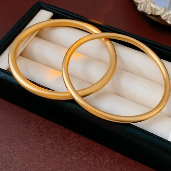 18k Gold Plated Bangle Sand Gold Mate Surface Thin / Thick - Image 5