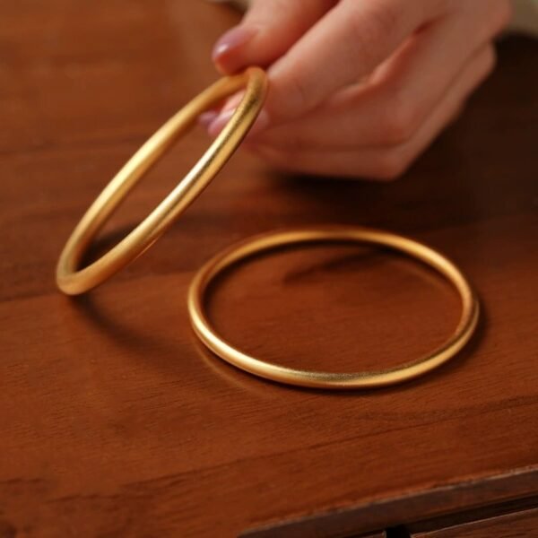 18k Gold Plated Bangle Sand Gold Mate Surface Thin / Thick - Image 3