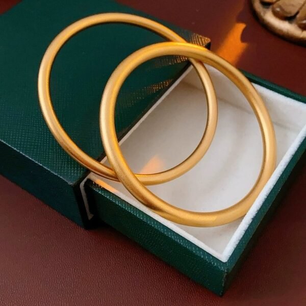 18k Gold Plated Bangle Sand Gold Mate Surface Thin / Thick - Image 4
