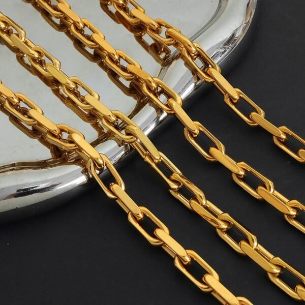 18k Gold Plated Stainless Steel Simple Design Chain Necklace / Bracelet / Set - Image 2