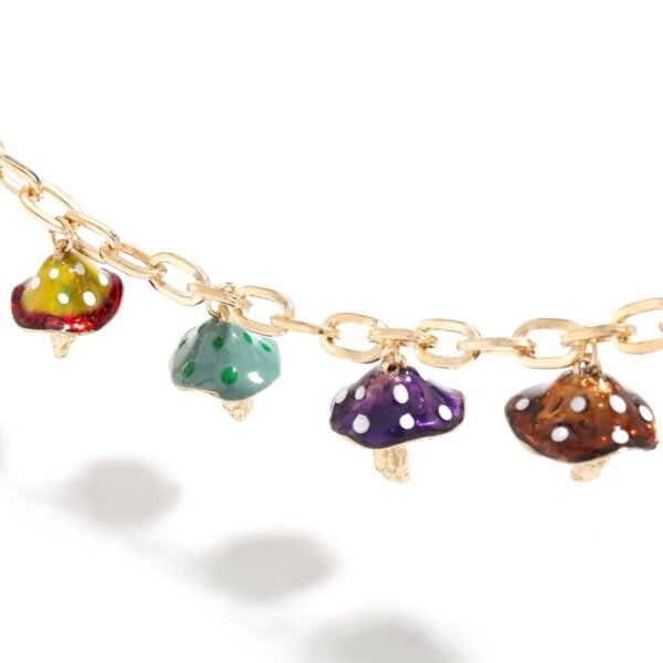 Enamel Color Charm Necklace Cute Colorful Mushroom Charms Chain - Image 3