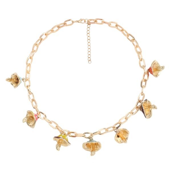 Enamel Color Charm Necklace Cute Colorful Mushroom Charms Chain - Image 4