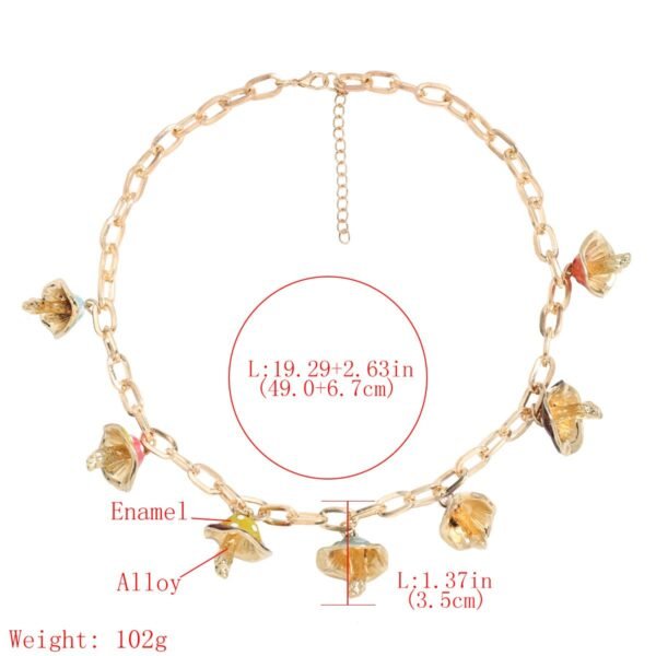 Enamel Color Charm Necklace Cute Colorful Mushroom Charms Chain - Image 6