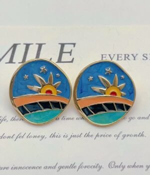 Elegant Vintage Earrings Sunrise Color Earrings