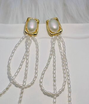 Vintage Imitation Baroque Inlaid Pearl Tassel Earrings