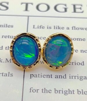 Female Oval Firefly Green Earrings