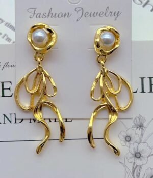 Imitation Pearl Bow Tassel Earrings