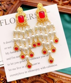 Vintage Glass Pearl Tassel Ear Clips