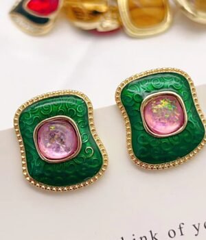 Vintage Irregular Geometric Enamel Earrings