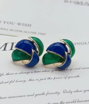 Vintage Enamel Glaze Twisted Earrings