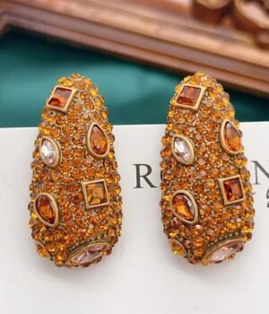 Vintage Diamond Orange Zircon Earrings