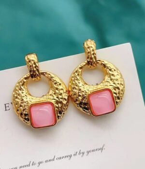 Powder-Studded Copper-Plated Gold Earrings