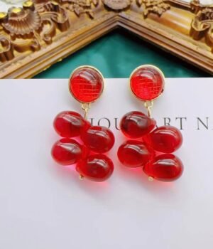 Vintage Glazed Red Grape Earrings