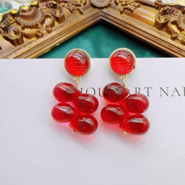 Vintage Glazed Red Grape Earrings