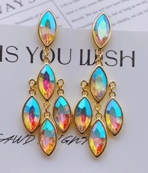 Vintage Long Pendant Colorful Water Drop Elegant Earrings