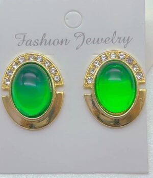 Vintage Green Oval Resin Earrings